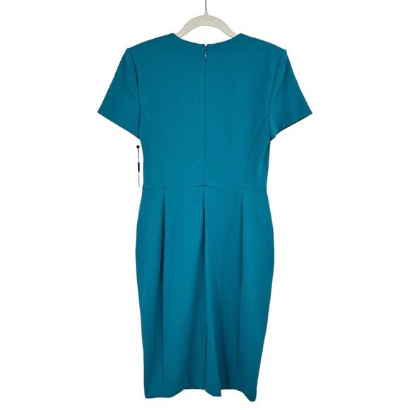 CALVIN KLEIN Short Sleeve Side Button-Trim Career Sheath Dress Teal - Size 4 NWT - Picture 7 of 11